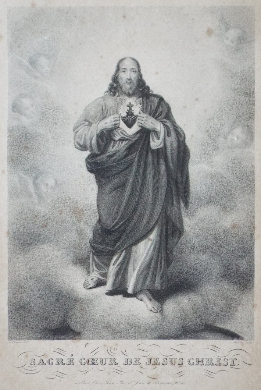 Stipple - Sacre Coeur de Jesus Christ. - 